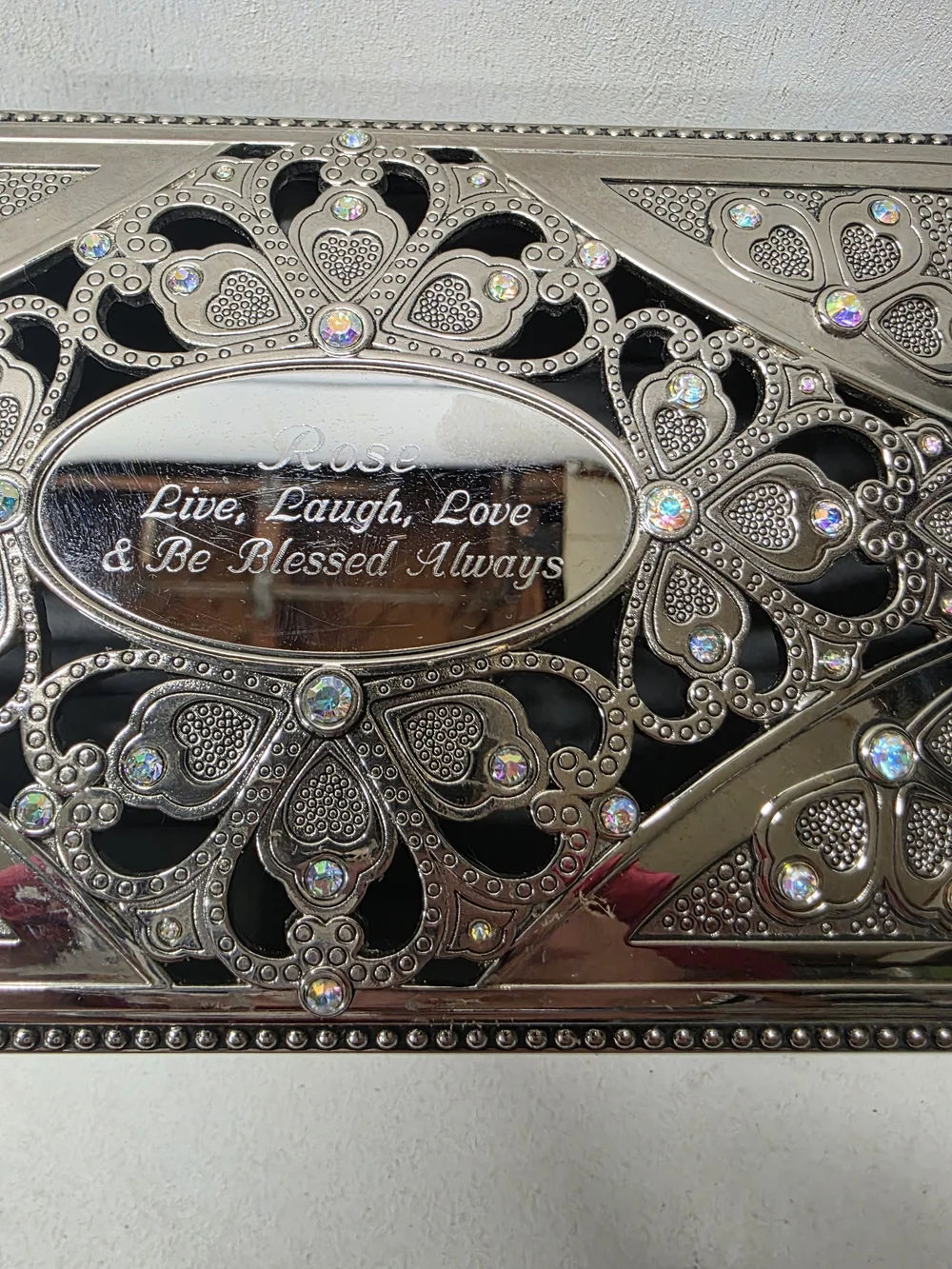 Things Remembered Butterfly Rhinestone Musical Jewelry Box Unforgettable Rose